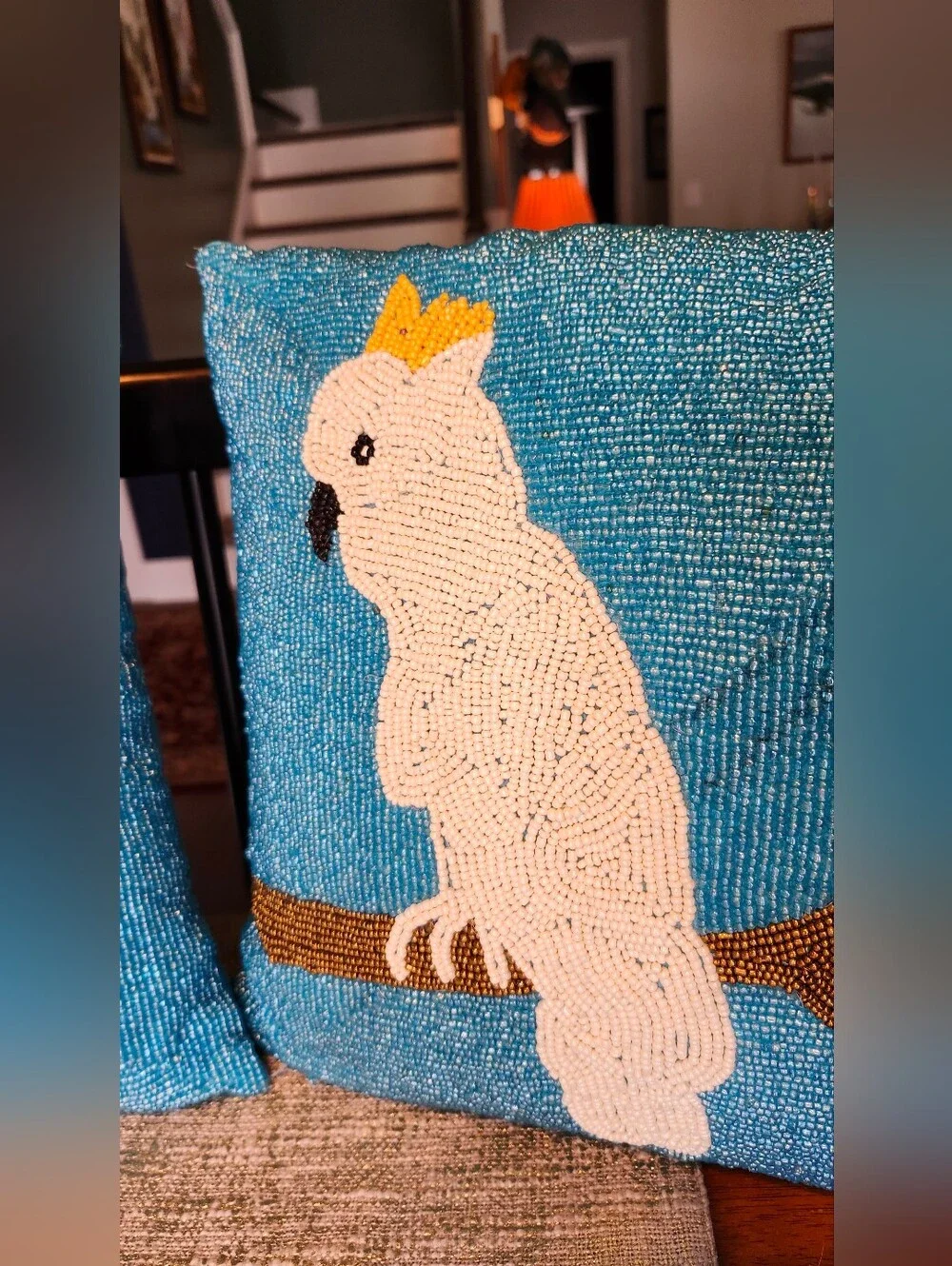 Beaded Blue Cockatoo Pillow Cover - Pair Pier 1